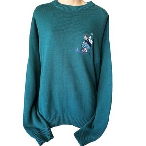Izod Golf Vintage 90s Men’s Crewneck Sweater with Golf Embroidered Character.